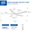 YUHAO Modern 48 in. Integrated LED Ceiling Fan Lighting with 5 White Blades