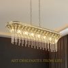 Modern Champagne Gold Kitchen Island Light - Oval Crystal ceiling chandelier