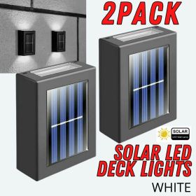 2 Pack New Solar Deck Lights Outdoor Waterproof LED Steps Lamps For Stairs Fence (Color: White)