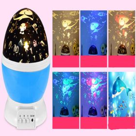 LED Projector Light USB Starry Sky Night Light Rotating Bedside Table Lamp For Kids Home Decoration Desk Light Atmosphere (Option: E-Spin)