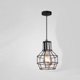 Retro Industrial Style Wrought Iron Chandelier Creative Small Iron Cage (Option: B-Soak in three color light)