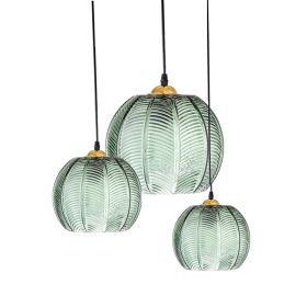 Green Tree Leaf Pattern Glass Chandelier Dining Room Light (Option: Without Bulb-Three Head Disc)