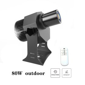 Spotlight Signboard Door Head Rotating Pattern Led (Option: Black waterproof-80W-220V US)