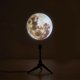 2 In 1 Star Projector Earth And Moon Projection Lamp 360 Rotating Bracket USB Led Night Light For Bedroom Decoration (Option: Moon-USB)