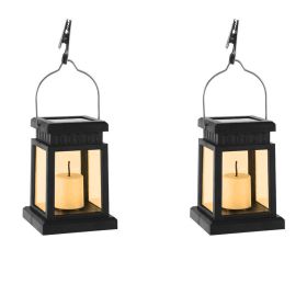 Solar Outdoor Waterproof Candle Light (Option: Black-2PCS)