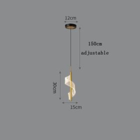 Modern Simple And Light Luxury Bedroom Bedside Chandelier (Option: Black Gold Monochromatic Light)