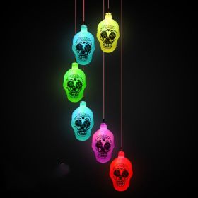 Solar Wind Chimes Halloween Horror Pumpkin Skull Elf Courtyard Atmosphere Decorative Lights (Option: Skull Shaped White)