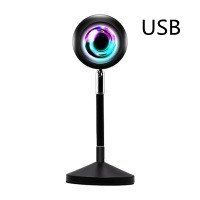 Upgrade Rainbow Sunset Projector Lamp Atmosphere Light Home Coffee Shop Background Wall Decoration Remote Control Sunset Lamps (Option: Colorful sunset lights-6W-USB)